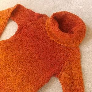 Mohair knit orange multi shade full turtleneck swe